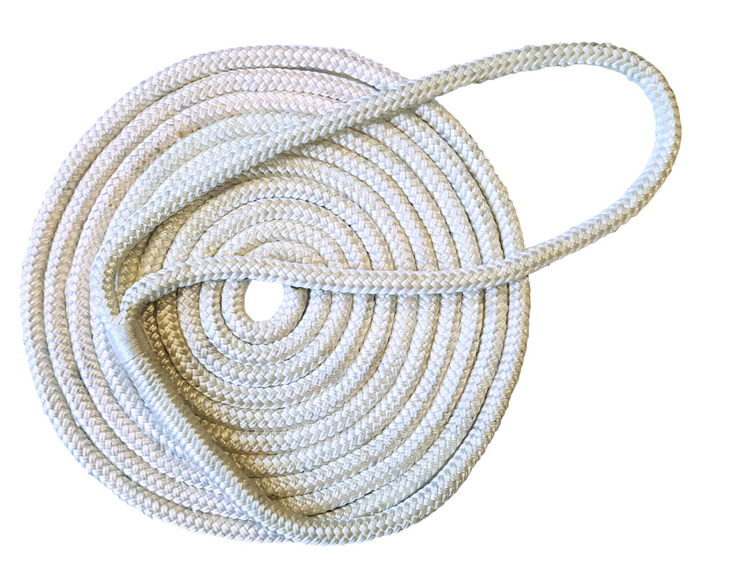 Tommy Docks 15 Ft Dock Line With 4,400 Lb Break Strength - 3/8 In Thick Double Braided Nylon Marine Rope Accessory - 12 In Eye S