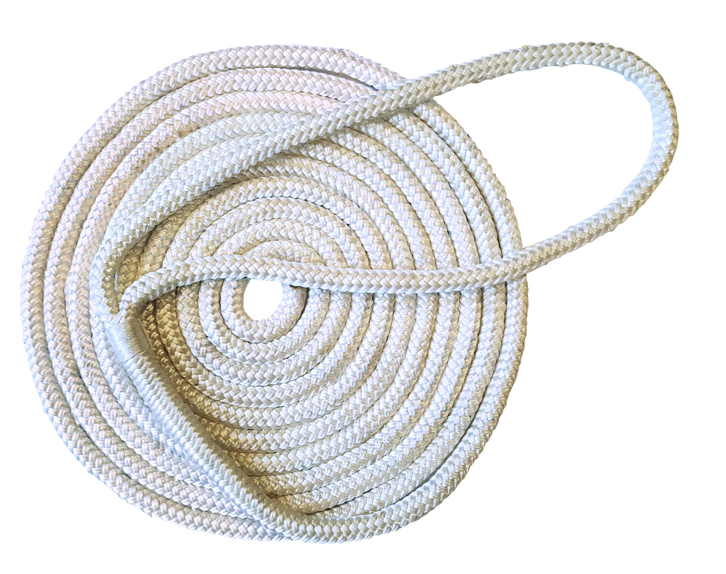Tommy Docks 15 Ft Dock Line With 4,400 Lb Break Strength - 3/8 In Thick Double Braided Nylon Marine Rope Accessory - 12 In Eye S