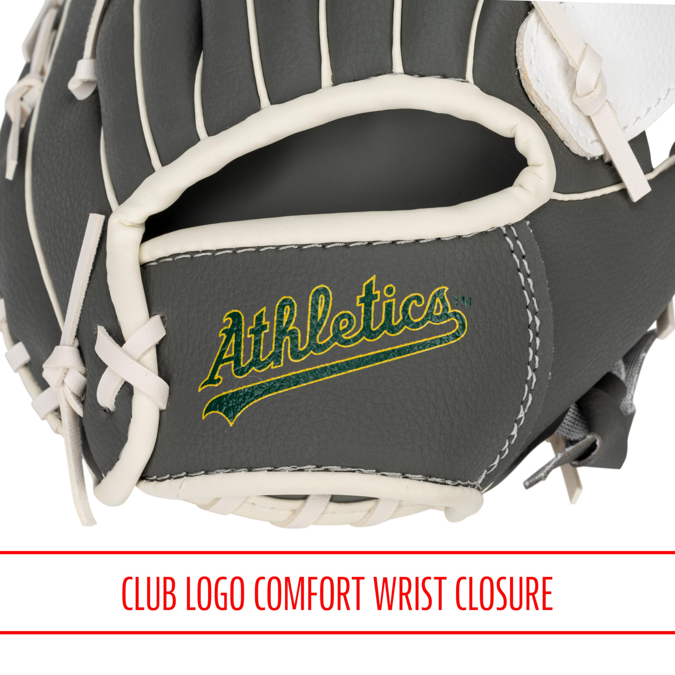 Franklin Sports Mlb Youth Teeball Glove + Foam Ball Set - Kids Oakland Athletics Baseball + Teeball Mitt And Ball - Perfect Firs