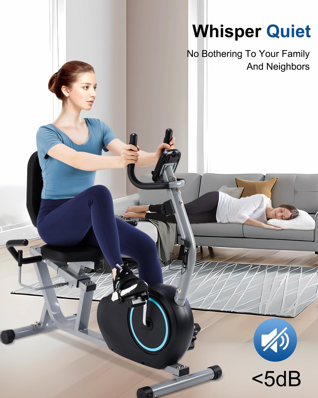 Recumbent Exercise Bike For Seniors - 400Lb Weight Capacity Recumbent Bikes With Comfortable Seat, Pulse Sensor, 16-Level Resist