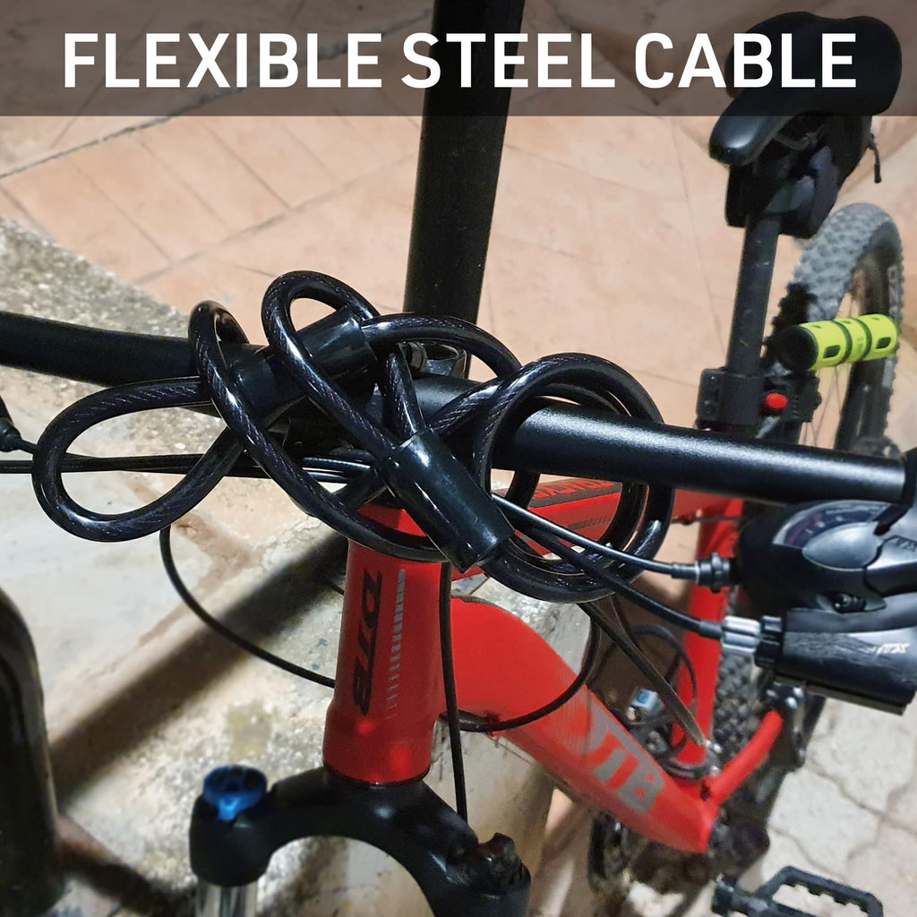 Urban Ur80150B Bicycle U Lock, Hardened Steel, Double Locking, Fork A051In Coating, Interior 31X75In, Security Loop Cable 39Ft A