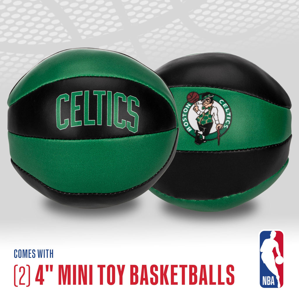 Franklin Sports Nba Boston Celtics Toy Basketballs - 2 Pack Of Kids Soft Mini Basketballs For Over The Door + Indoor Hoops - Nba