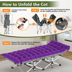 Slendor Folding Camping Cot With Mattress, 74 L X 28 W X 15 H Camp Cots For Adults, Portable Sleeping Cot Bed For Tent, Office,