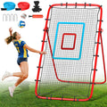 Volleyball Rebounder Net 7x4 Ft, 5-Angle Adjustable Rebounder Net for Practicing Digging, Setting, Spiking, Bounce Back Training