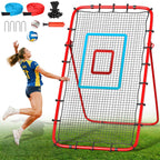 Volleyball Rebounder Net 7x4 Ft, 5-Angle Adjustable Rebounder Net for Practicing Digging, Setting, Spiking, Bounce Back Training