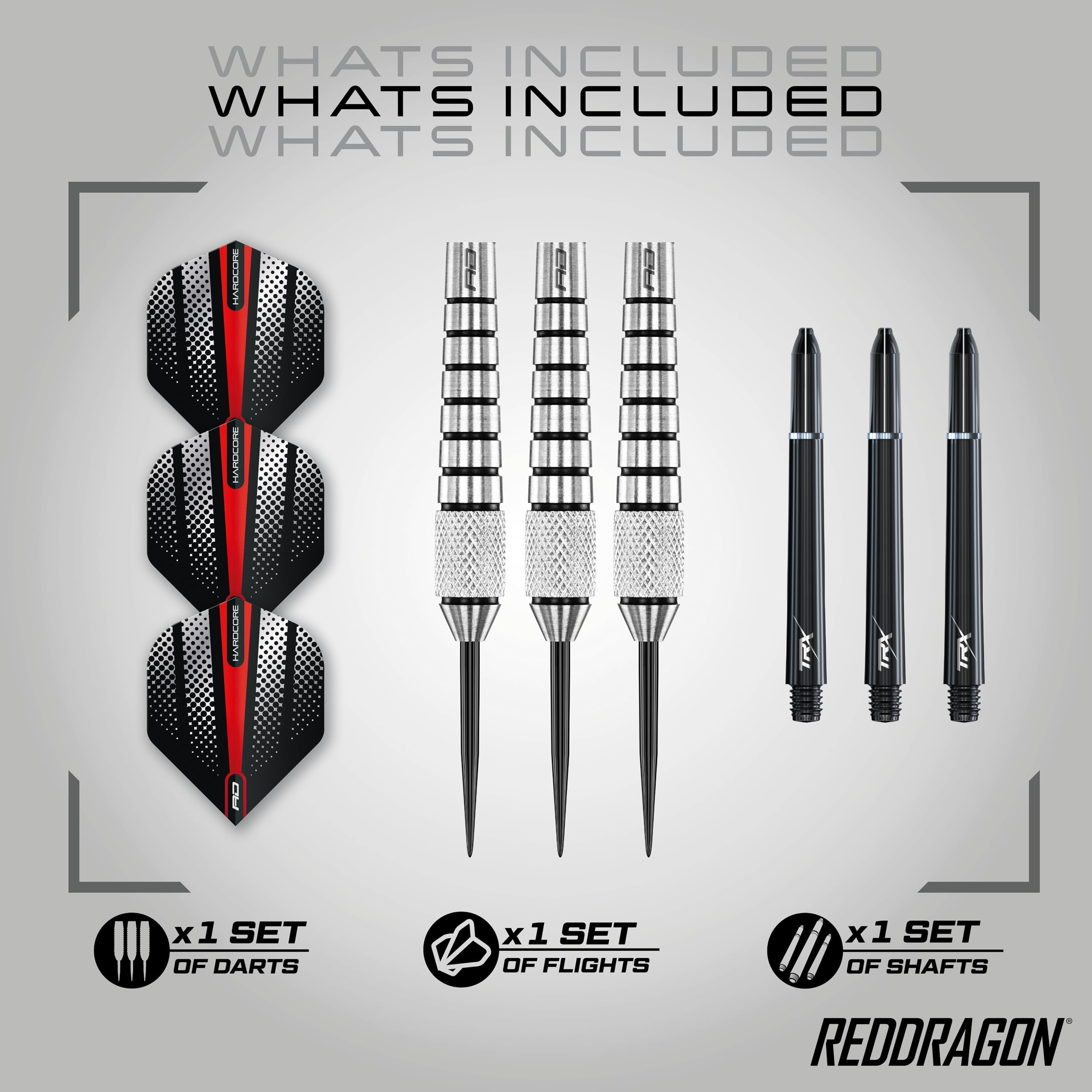 Red Dragon Sidewinder 25G Flightmaster - Tungsten Steel Darts Set With Flights And Shafts