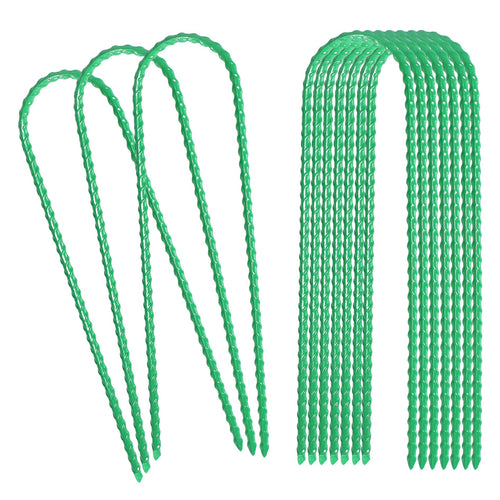 10''X2'' Trampolines Wind Stakes Green Heavy Duty U Shape Steel Garden Stakes Ground Anchors With Sharp End For Camping Tent, Ga