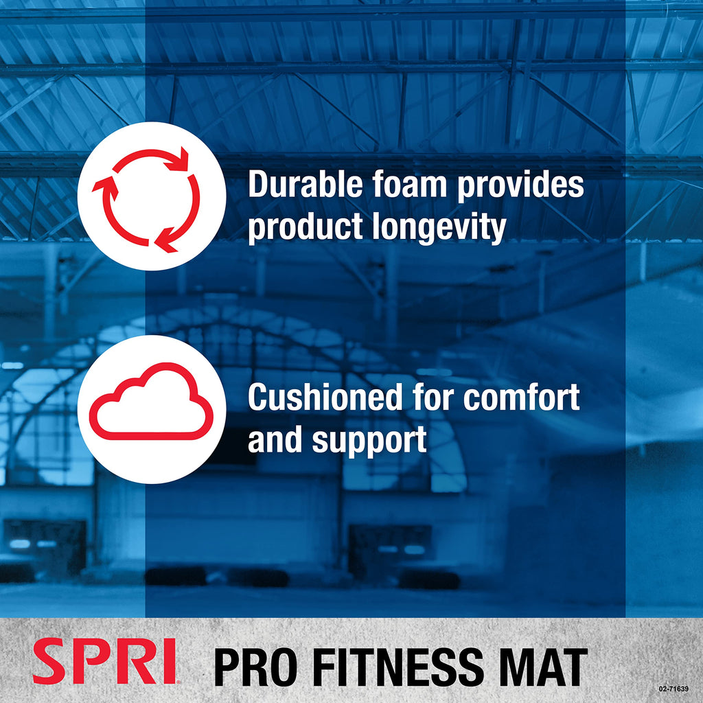 Spri 12Mm Pro Fitness Matt - Thick Exercise Mat For Floor Workouts, Sit-Ups, Push-Ups, Stretching, Toning, And General Fitness -