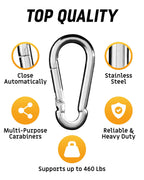 Carabiner Clip 5 Pack - Multipurpose Heavy Duty Carabiner - Snap Hooks - Carabiner Heavy Duty - Small Carabiner Clip - Large Car