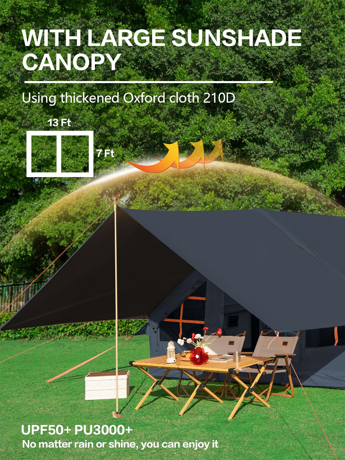 4-6 Person Inflatable Camping Tent, 9.8 * 7.2 Ft Glamping Inflatable Tents With Largetarps,2025 Update Zipper Door Easy Setup Bl