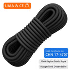 X Xben Rock Climbing Rope, Static Uiaa Mountain Climb Ropes, 10.5Mm 32Ft Black Mountaineering Climbing Gear For Rescue, Hiking,