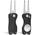Mile High Life 2 Pack Golf Divot Repair Tool W Magnetic Golf Ball Marker | All Metal Foldable Divot Tool W Pop-Up Button | Golf