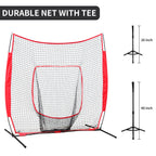 Hikeen Baseball Softball Net,7 '  7 'Baseball Practice Net With Baseball Tee For Hitting And Pitching Portable Backstop With Car