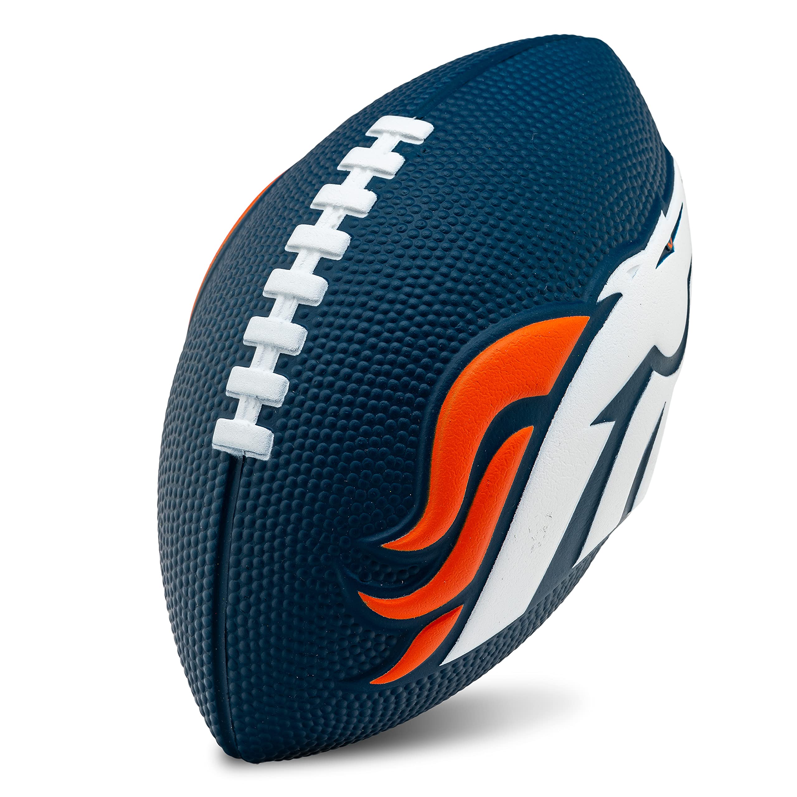 Franklin Sports Nfl Denver Broncos Football - Kids Foam Football - Soft Football - Mini Size - Perfect For Gameday - 8.5'' 3D Lo