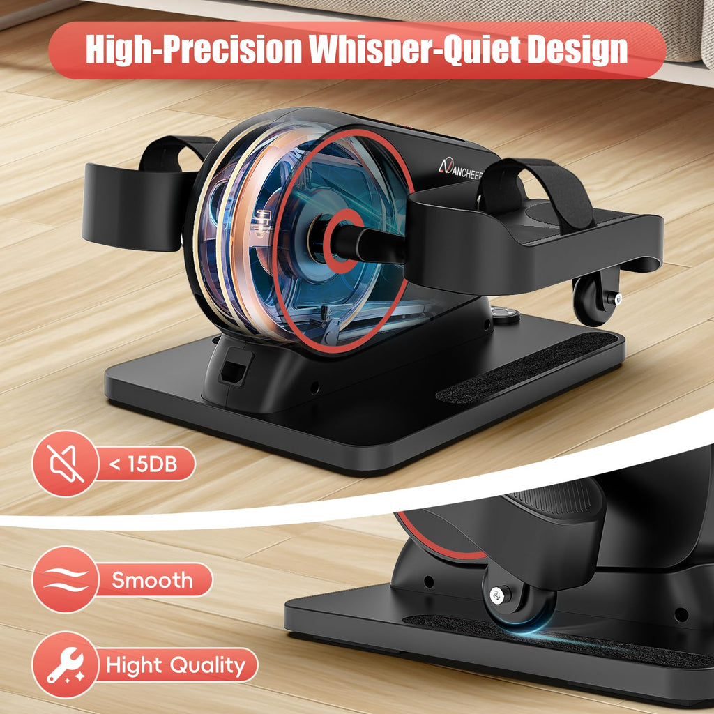 ANCHEER Under Desk Elliptical Machine, 2-in-1 Mini Exercise Bike, Digital Display, 9 Resistance Levels, 12 Speed Levels, Active
