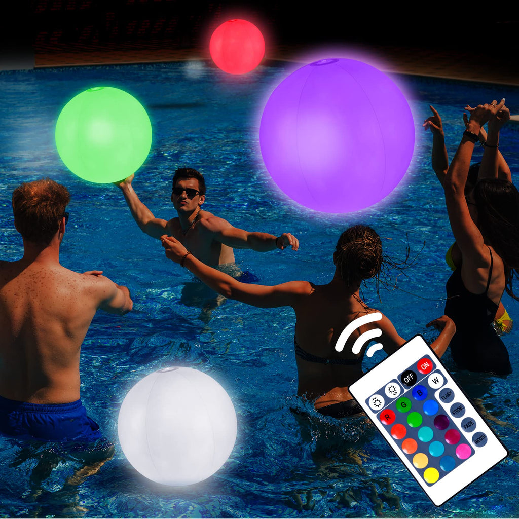 6 Pack Light Up Beach Balls Glow In The Dark Balls Pool Toys Party Games 16'' Large Led Beach Ball With Remote Control - 16 Colo