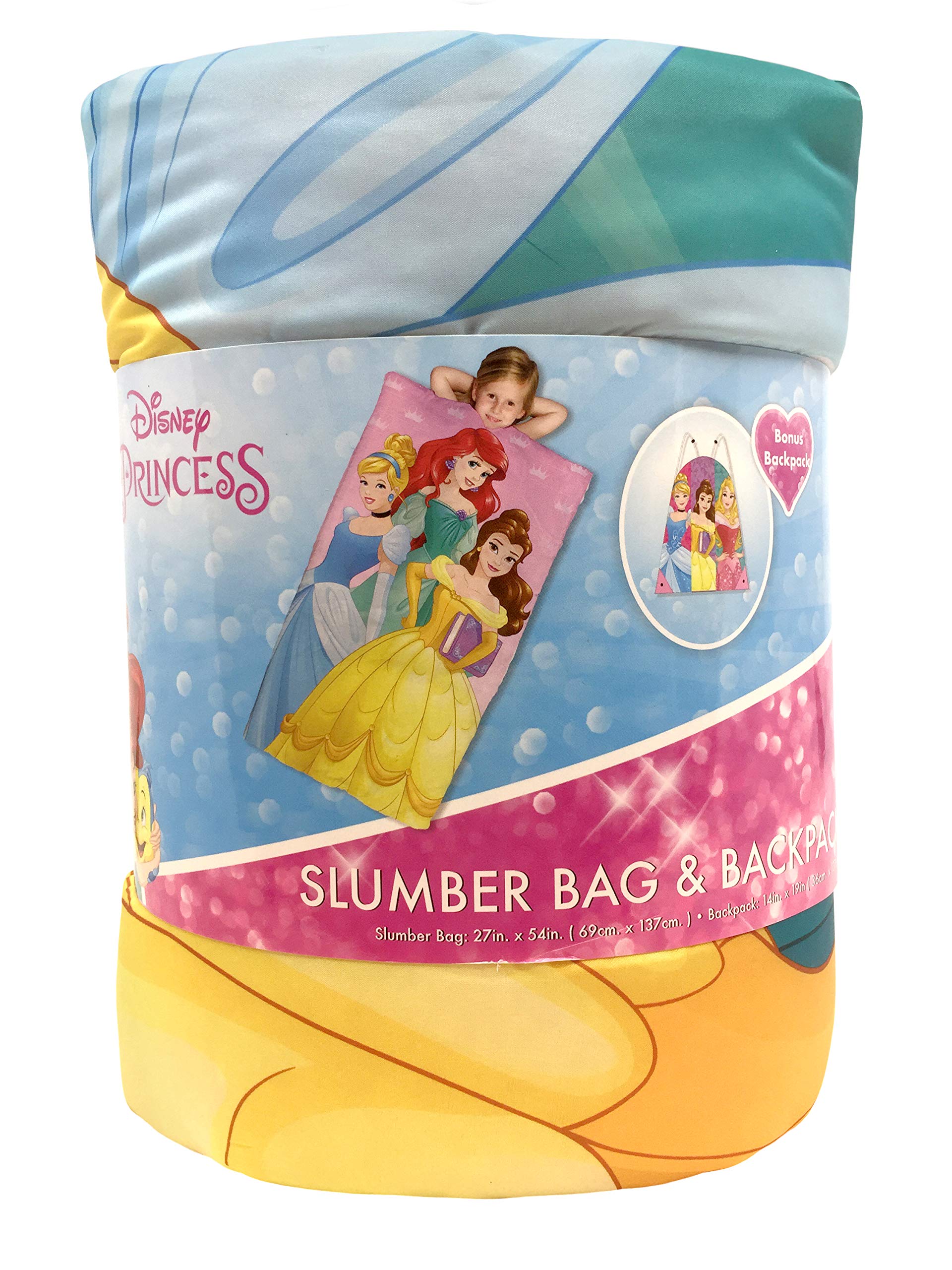 Jay Franco Disney Princess Trip Slumber Sack - Cozy & Warm Kids Lightweight Slumber Bag/Sleeping Bag - Featuring Ariel, Belle, A