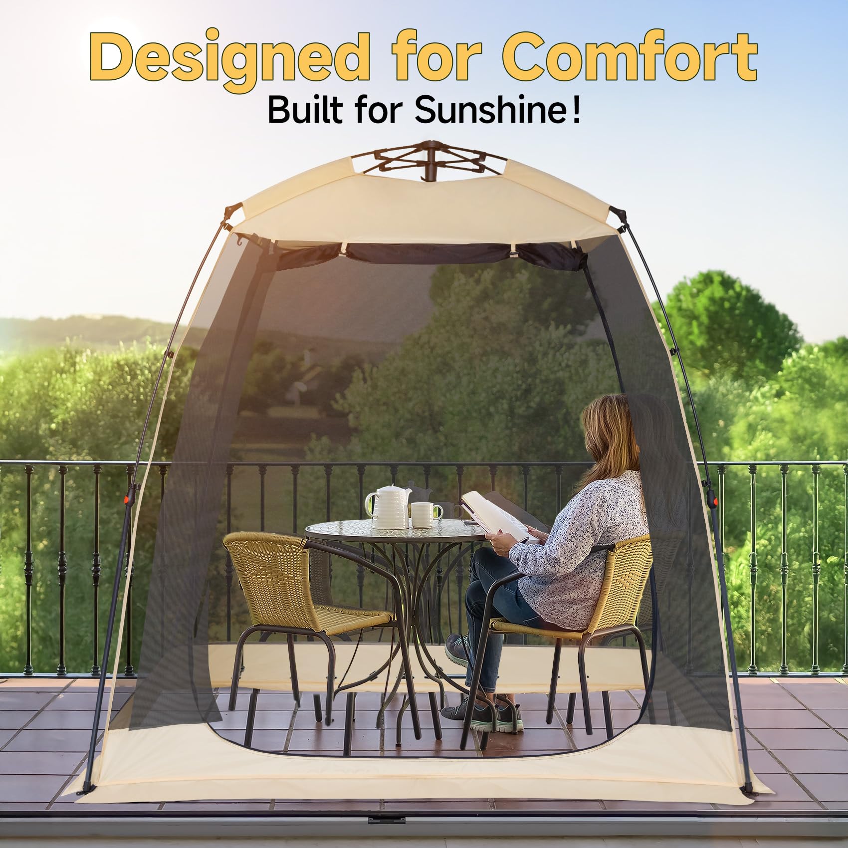 Alvantor Screen House Gazebo, 2-4 Person Pop Up Screen Tent, Instant Screen Room With Carry Bag, Outdoor Mosquito Tent Camping,