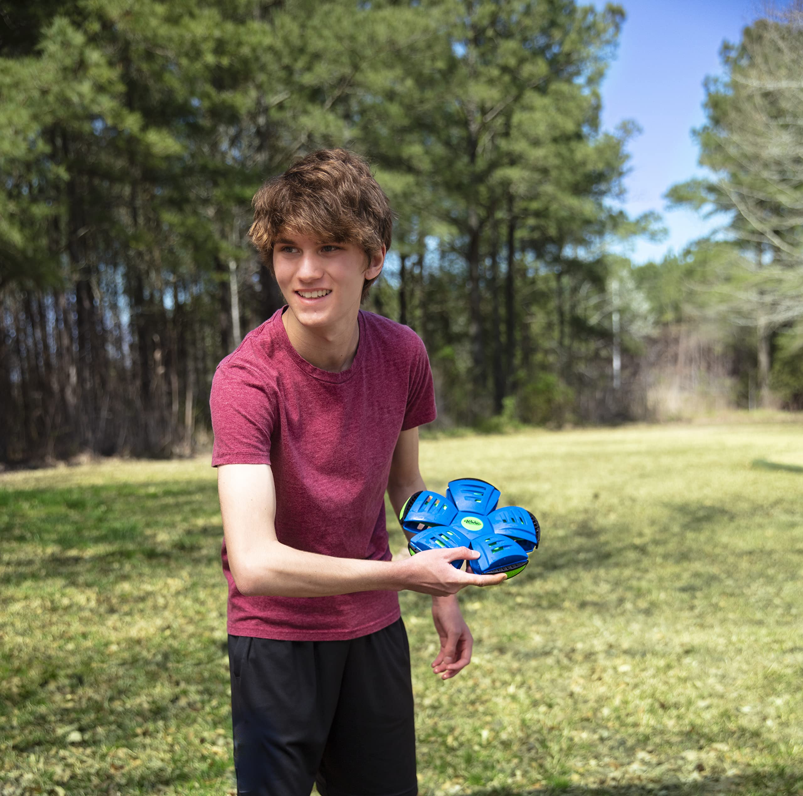 WAHU Phlat Ball Classic Flying Disc Toy for Kids Ages 5+, Collapsible Time Delay Frisbee, Red