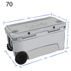 Frosted Frog Original Gray 70 Quart Ice Chest Heavy Duty High Performance Roto-Molded Commercial Grade Insulated Cooler With Whe