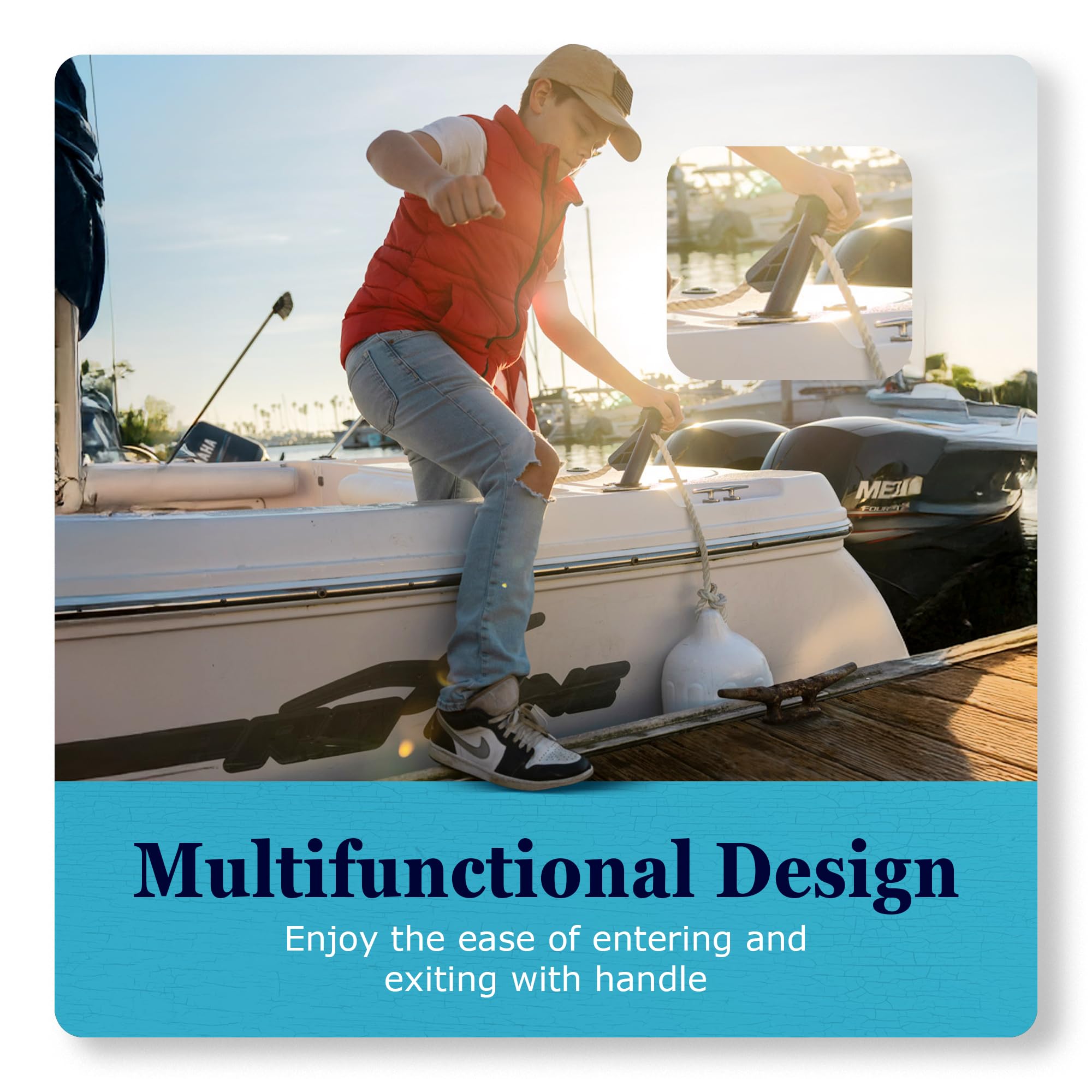 Dlfender Rod Holder Version For Boating Fenders - Multifunctional Fender Adjuster Holder Also Doubles As Boarding And Exiting Ha