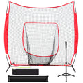 Hikeen Baseball Softball Net,7 '  7 'Baseball Practice Net With Baseball Tee For Hitting And Pitching Portable Backstop With Car