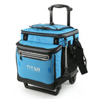 Arctic Zone Titan Deep Freeze 60 (50+10) Can Collapsible Rolling Cooler With Wheels And All-Terrain Cart, Process Blue