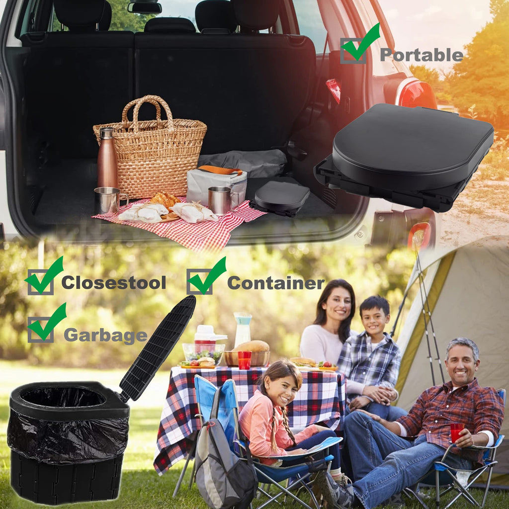 Camping Toilet, Portable Toilet For Adults & Kids, Kinspory Foldable Potty & Outdoor Emergency Sanitation Products, Trash Can, S
