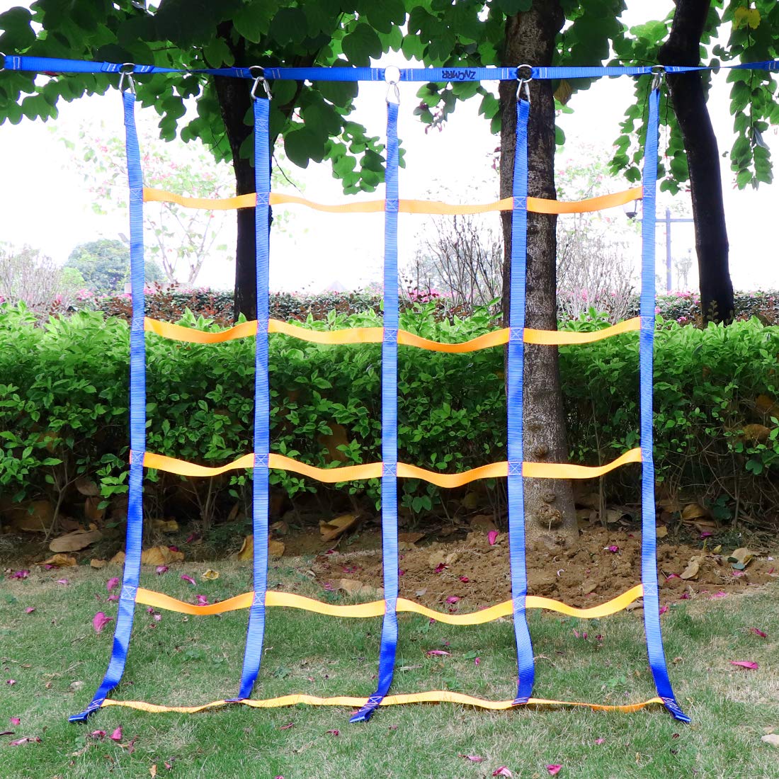 Climbing Net For Kids Outdoor, Portable Ninja Cargo Net Rope Ladder Monkey Bars For Ninja Slackline, Jungle Gyms, Swing Set, Nin