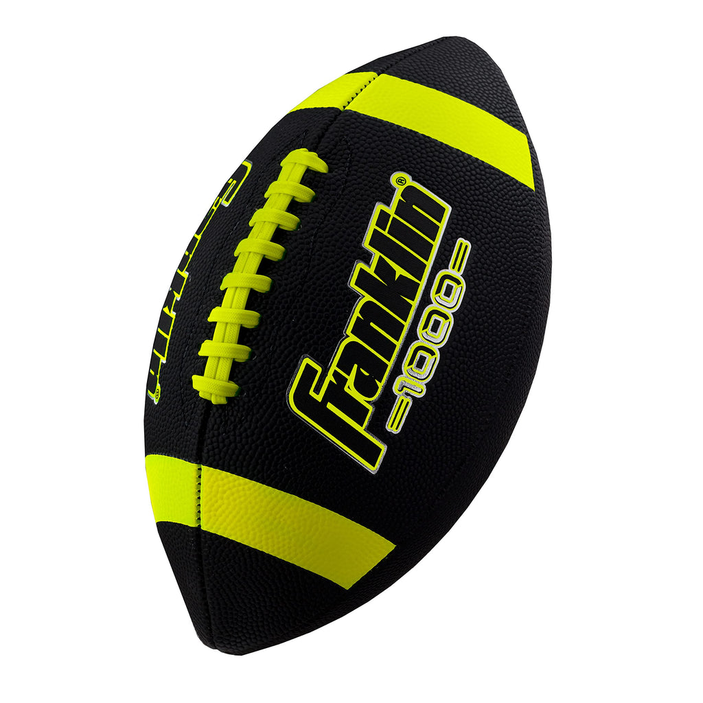 Franklin Sports Inflated Football - Junior Size, Extra Grip-Rite Youth 1 Footballs Synthetic Leather Perfect For Kids - Black/Op