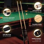 Ignatgames 2-Pieces Pool Cue Stick - 58 '' Canadian Maple Professional Billiard Pool Cues Sticks With Low Deflection Shaft - Har