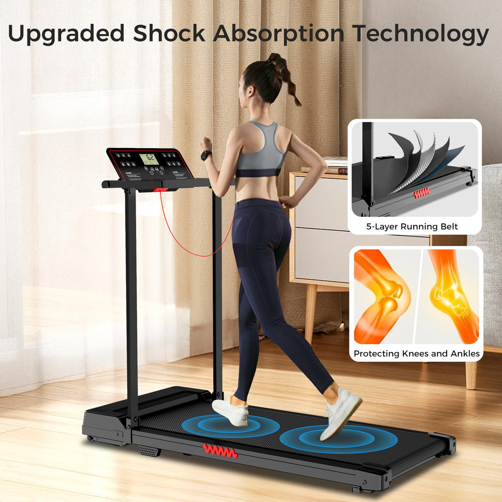 Portable Treadmills For Home, Compact Treadmill With Handles, 3.0Hp Walking Pad Treadmill With Removable Desk Workstation, Runni