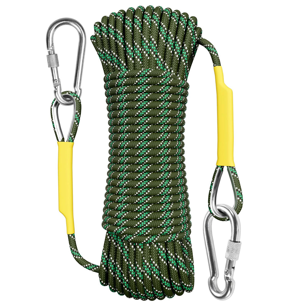 X Xben Outdoor Climbing Rope, 8Mm Diameter Static Rock Climbing Rope 40M(132Ft) Tree Climbing Rappelling Rope With Hooks, Escape
