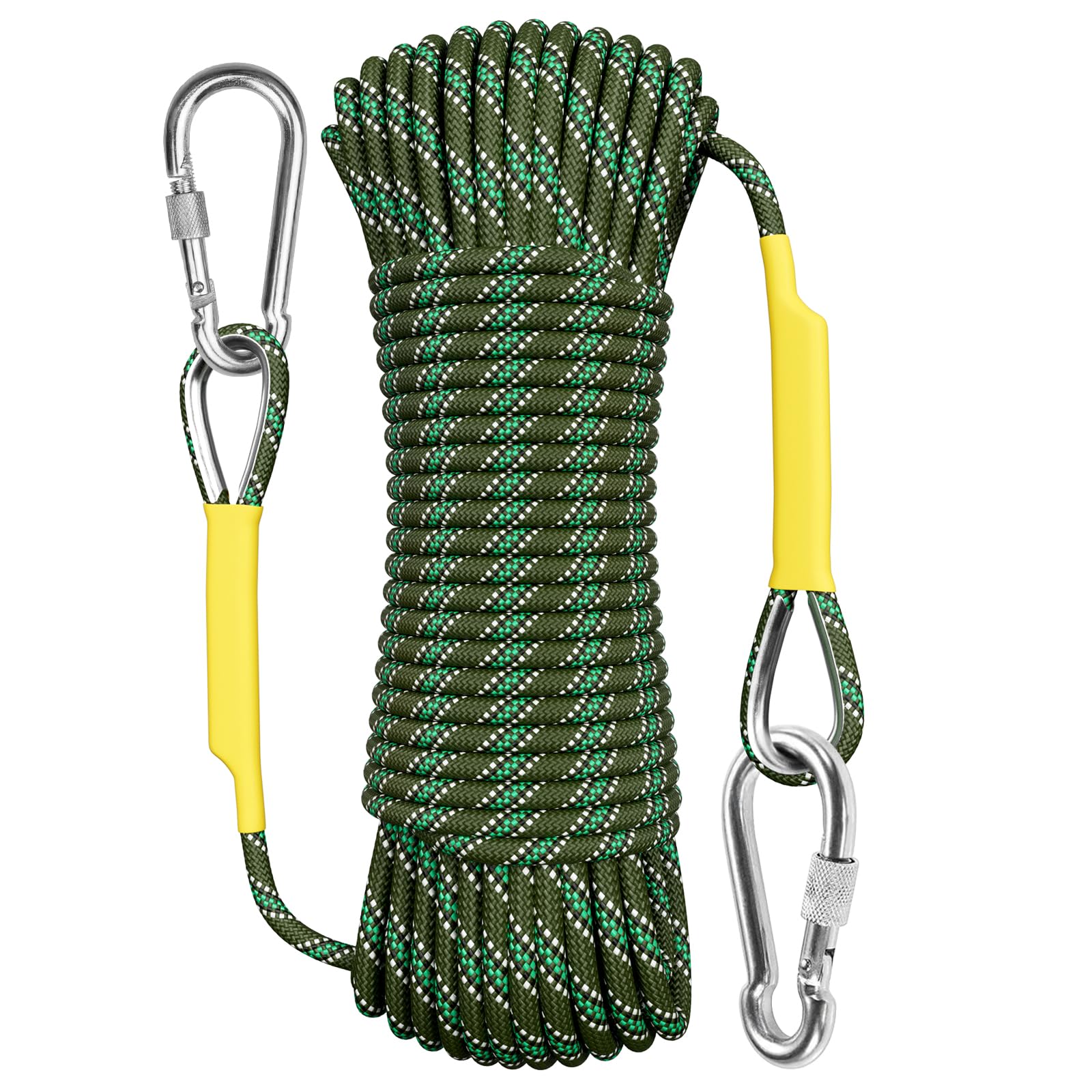 X Xben Outdoor Climbing Rope, 8Mm Diameter Static Rock Climbing Rope 40M(132Ft) Tree Climbing Rappelling Rope With Hooks, Escape