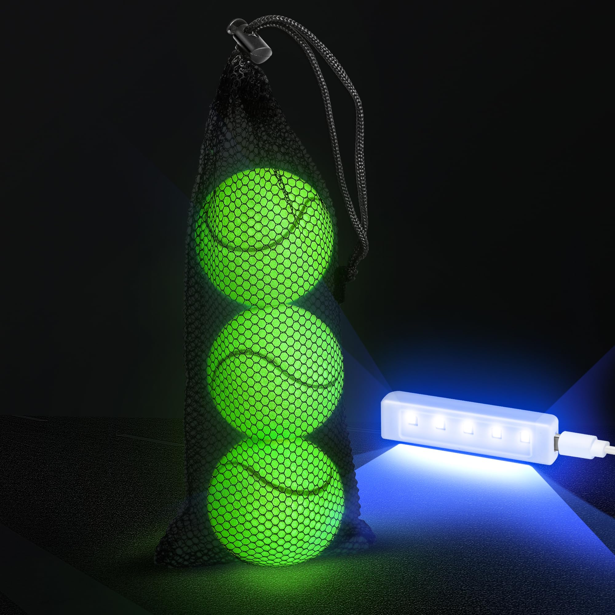 EliteTrace Glow in The Dark Tennis Balls, 3 Pack Training Tennis Balls Practice Balls, Pet Dog Playing Balls, With Rapid Glow Ac