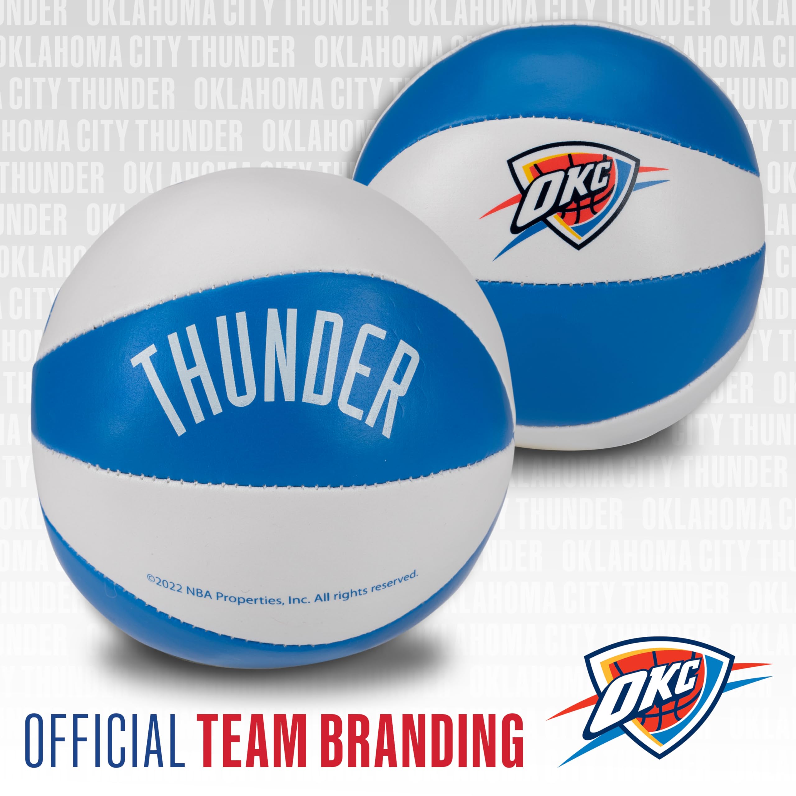 Franklin Sports Nba Oklahoma City Thunder Toy Basketballs - 2 Pack Of Kids Soft Mini Basketballs For Over The Door + Indoor Hoop