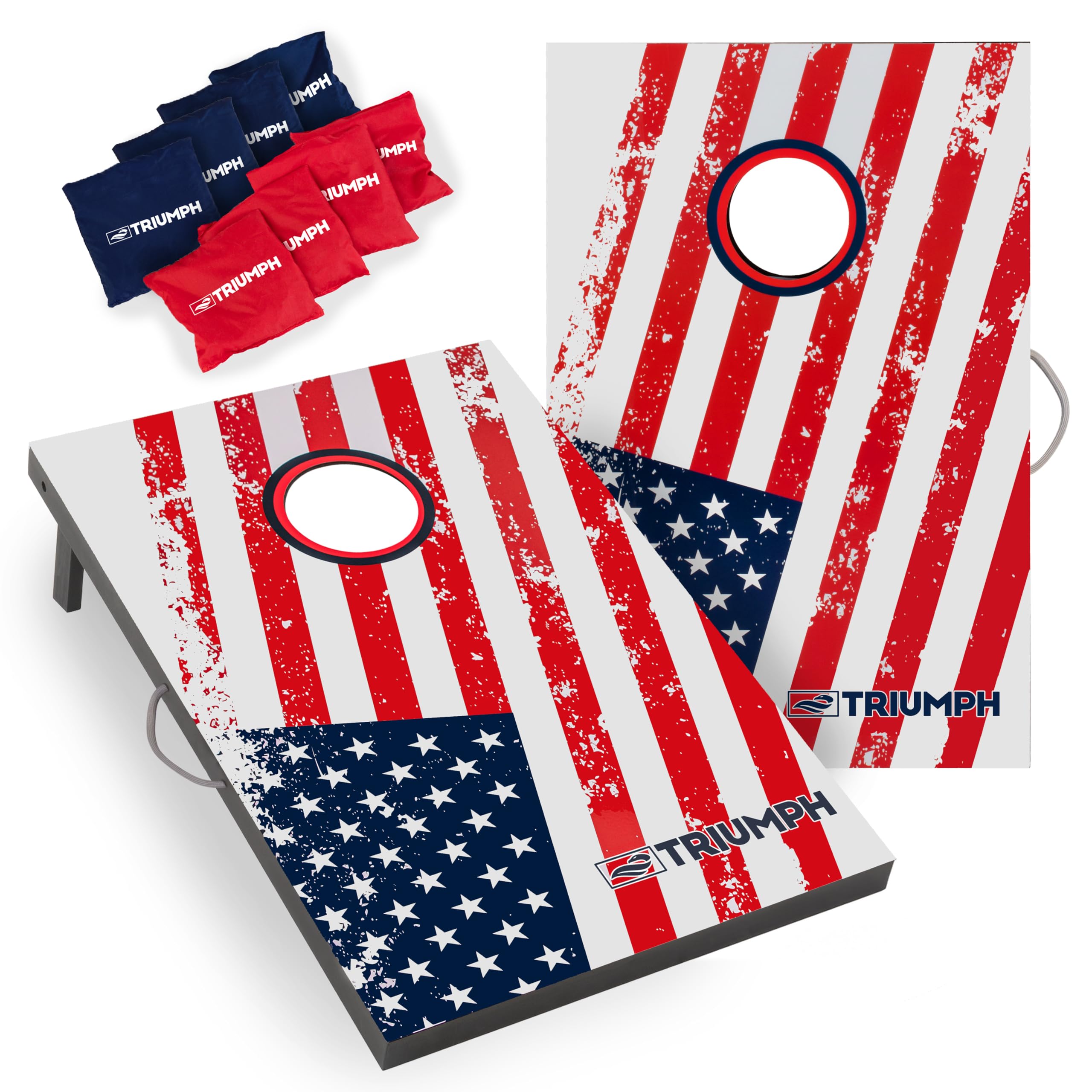 Triumph Sports Triumph Patriotic Classic 2X3 Cornhole Set - Includes 2 Patriotic Boards, 8 All-Weather Cornhole Bags