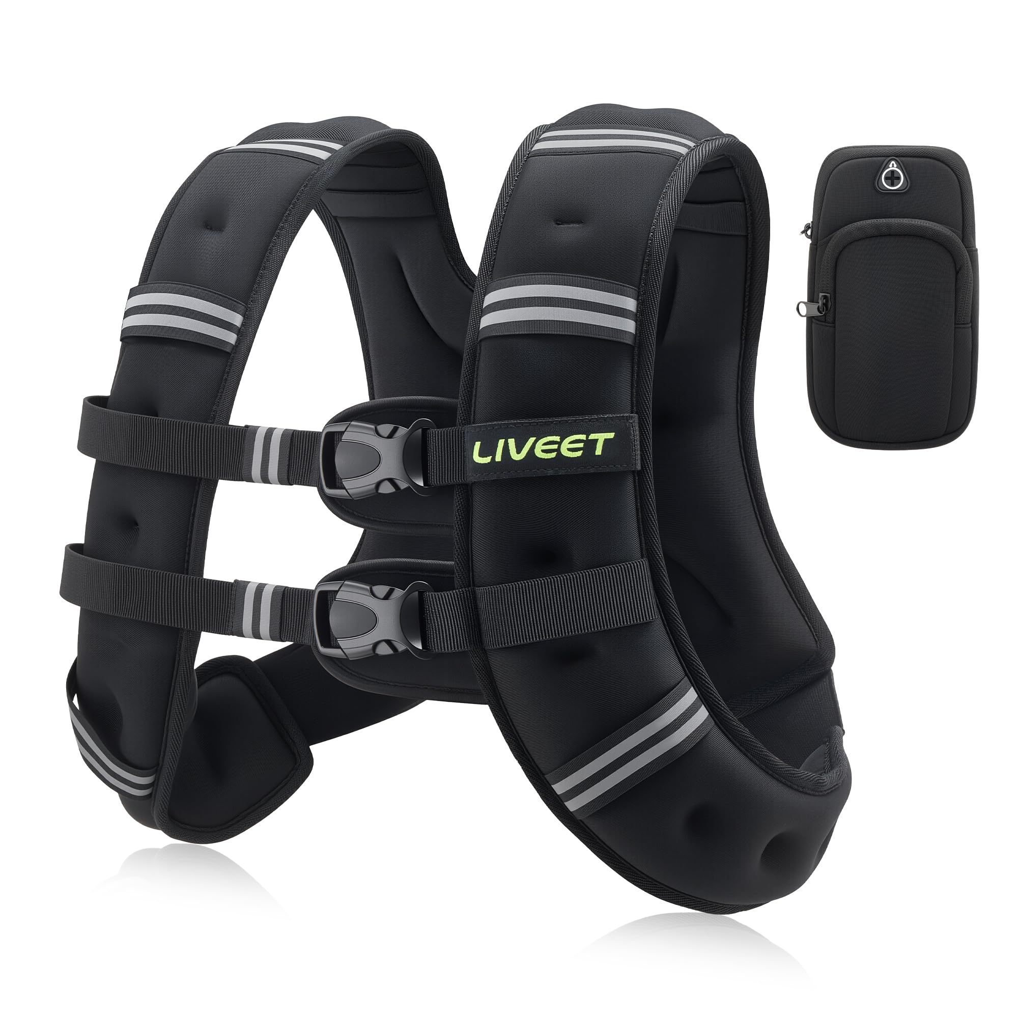Liveet Weighted Vest, 25 lbs Weighted Vest for Women Men, Weight Vest with Reflective Strips Adjustable Buckle Straps for Walkin
