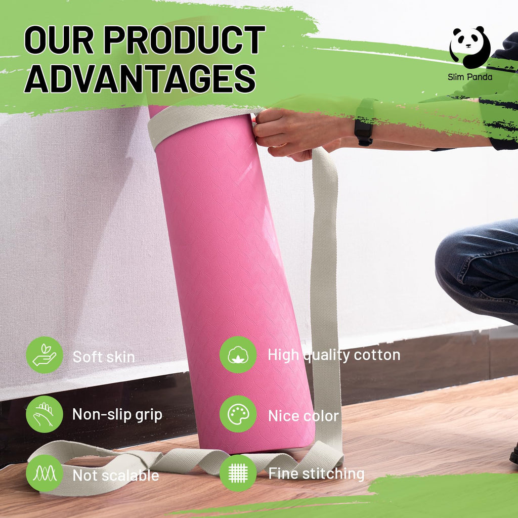 Slim Panda Yoga Mat Straps For Carrying,Adjustable Yoga Mat Carrier,Multiple Colour Yoga Mat Sling,Durable Cotton Yoga Strap For