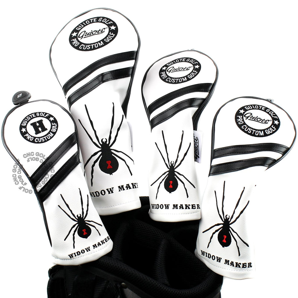 Guiote Black Widow 1 3 5 H Golf Headcover Black Vintage Retro Driver Fairway Wood Hybrid Cover