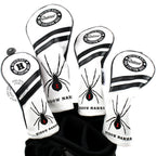 Guiote Black Widow 1 3 5 H Golf Headcover Black Vintage Retro Driver Fairway Wood Hybrid Cover