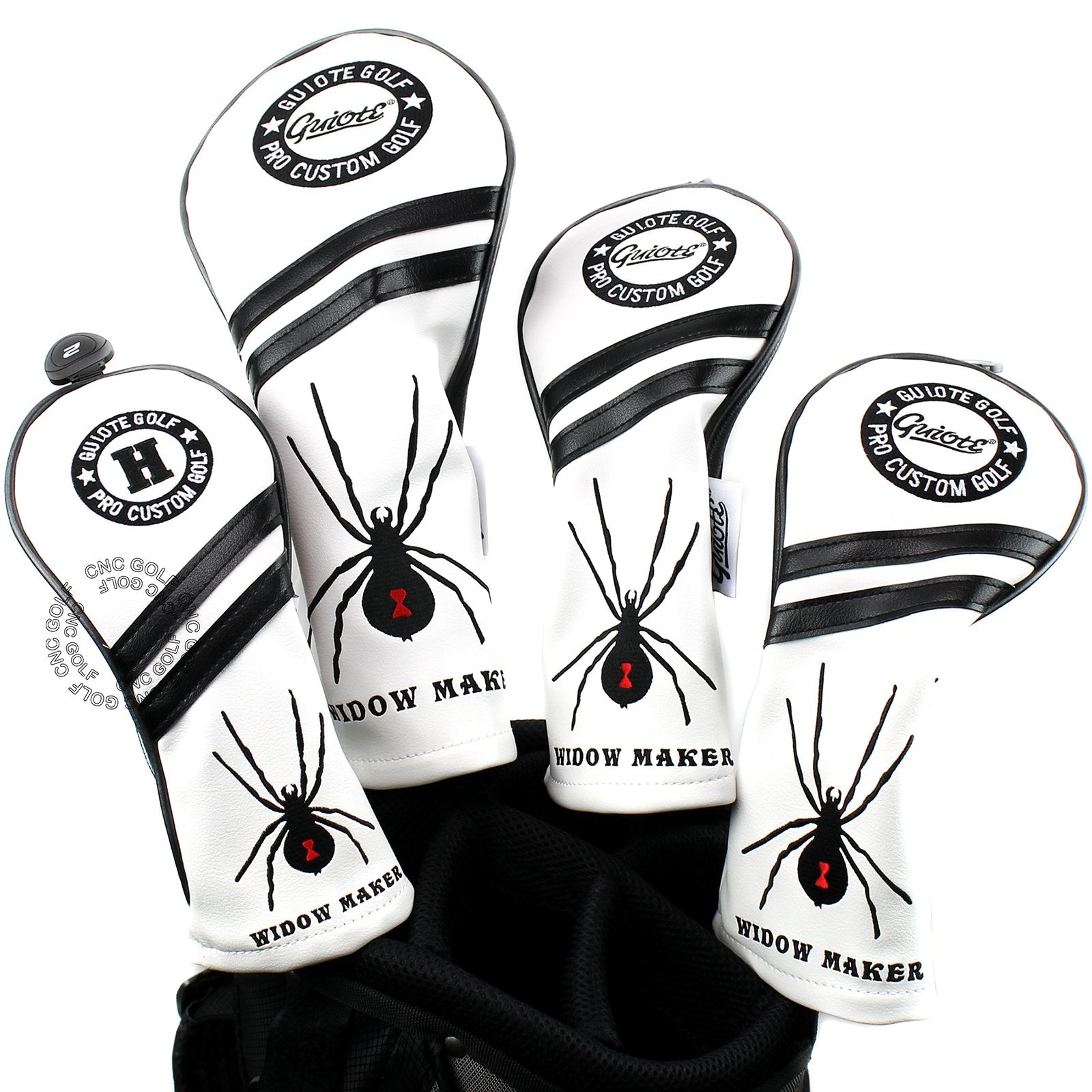 Guiote Black Widow 1 3 5 H Golf Headcover Black Vintage Retro Driver Fairway Wood Hybrid Cover