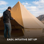 Teton Sports Sierra 16 Canvas Bell Tent; Waterproof 12 Person Family Camping Tent, Brown