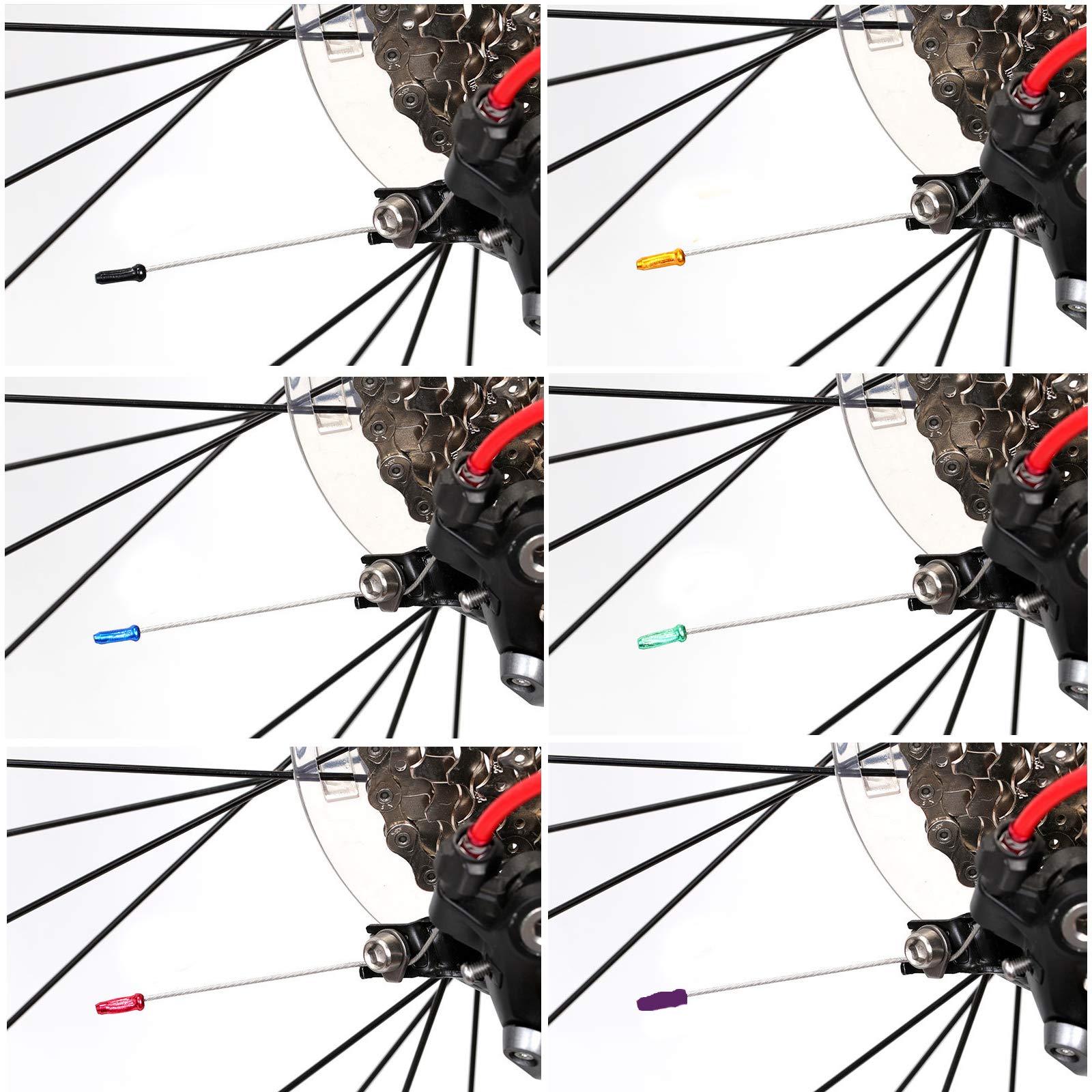 48Pcs Bike Brake Cable End Cap Crimps, Cable End Tips For Road Mountain Bicycle, Colorful