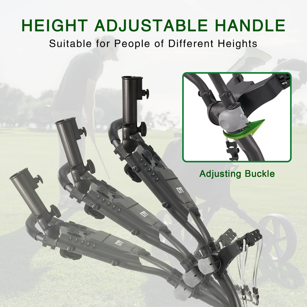 Kvv 3 Wheel Foldable/Collapsible Golf Push Cart Ultra Lightweight Smallest Folding Size, New-Version Scorecard Holder Umbrella H