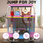 Trampoline for Kids, 60 Toddler Trampoline Indoor Outdoor, 440lbs KidsTrampoline with Enclosure Net, Upgraded Ring Legs with Adj