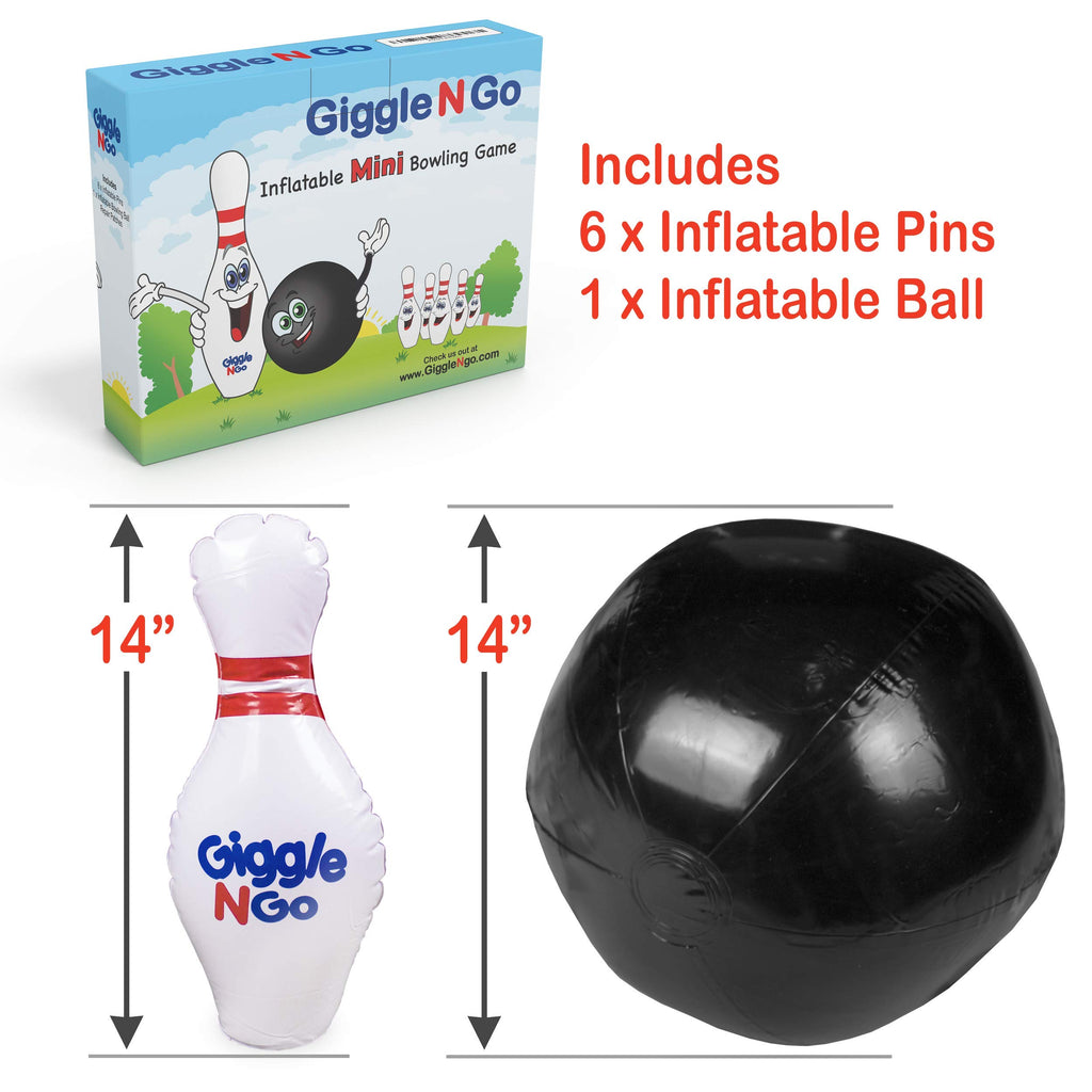 Giggle N Go Toddler Mini Bowling Set - Toddler Games Like Our Inflatable Bowling Game Are A Safe Option As Toddler Toys For Boys