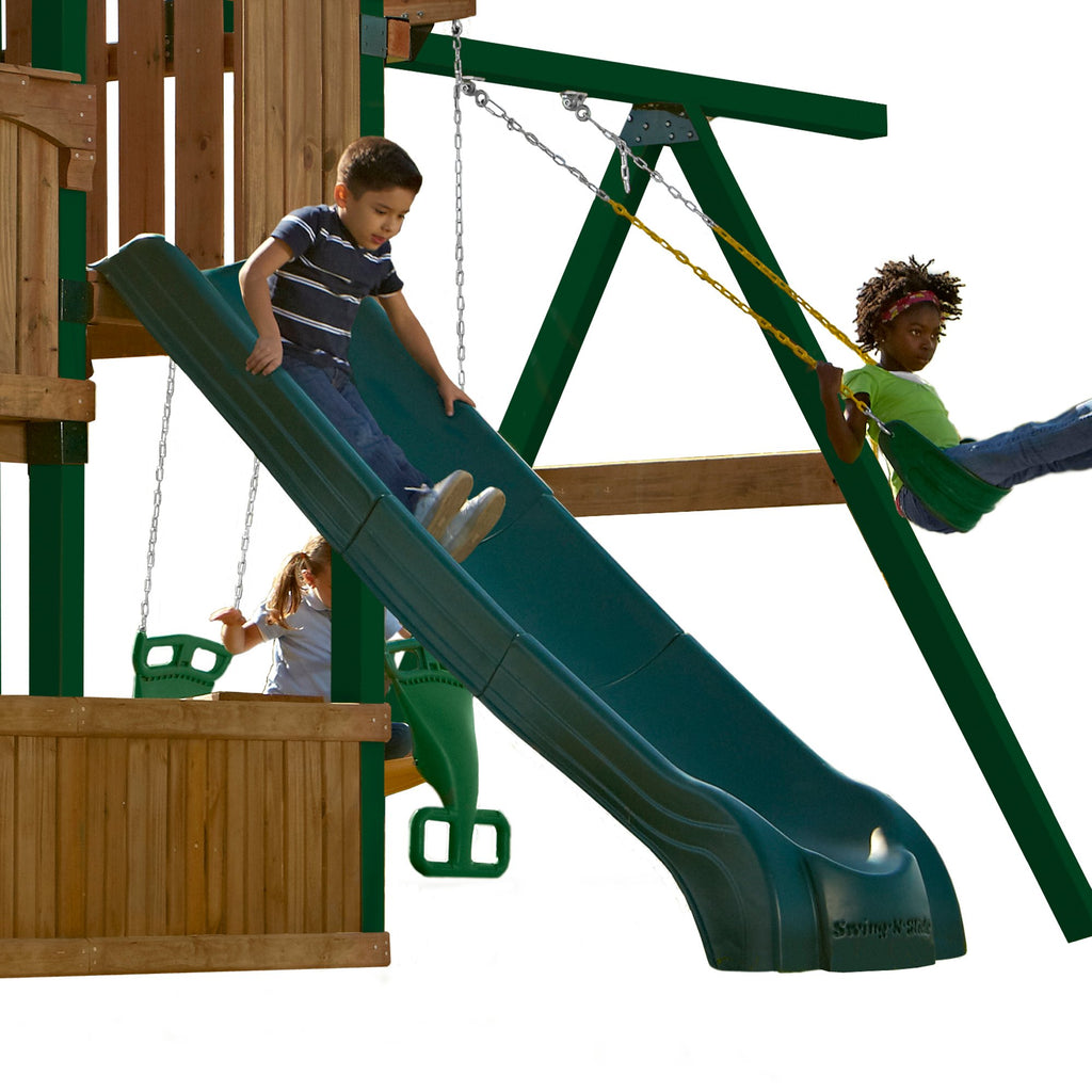 Swing-N-Slide NE 4699-T Super Summit Slide 3 Piece Plastic Scoop Slide for 5 Swing Set Deck Heights, Green