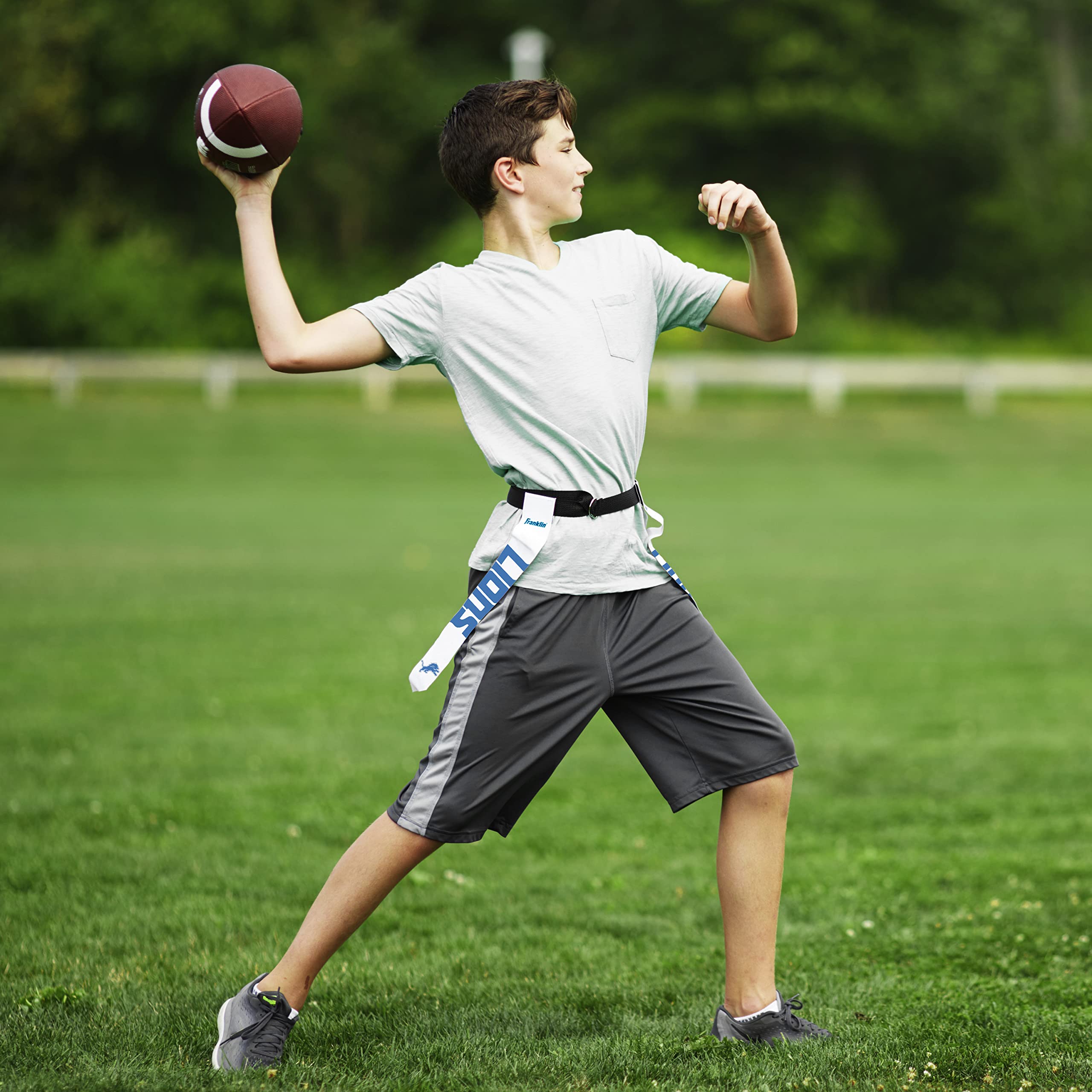 Franklin Sports Nfl Detroit Lions Flag Football Sets - Nfl Team Flag Football Belts And Flags - Flag Football Equipment For Kids