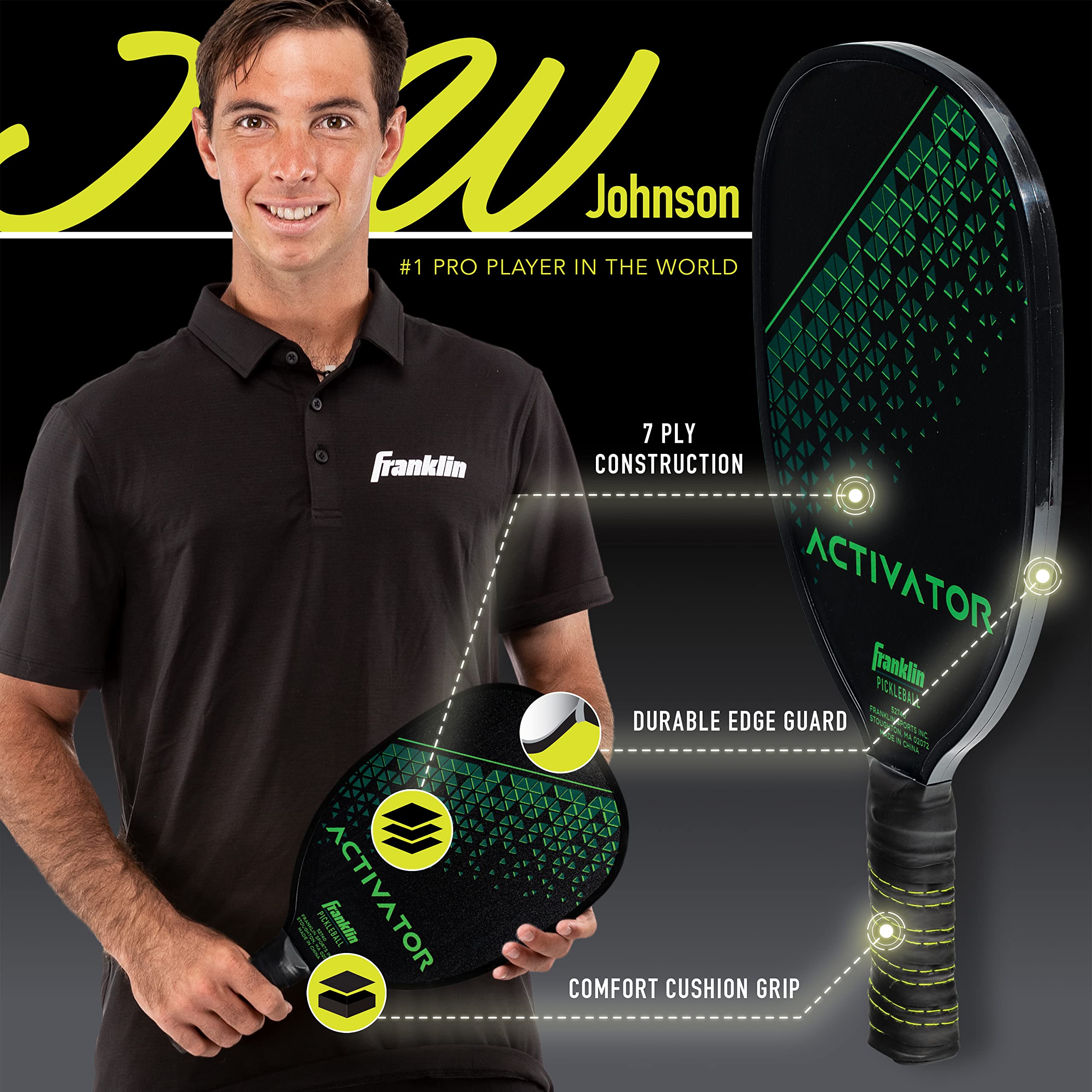 Franklin Sports Pickleball Paddle And Ball Set -Wooden Rackets + Pickleballs - 2 Players - Activator - Usa Pickleball (Usapa) Ap